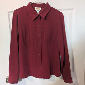 Talbots Petites Stretch Red Long sleeve Blouses Top  SZ L